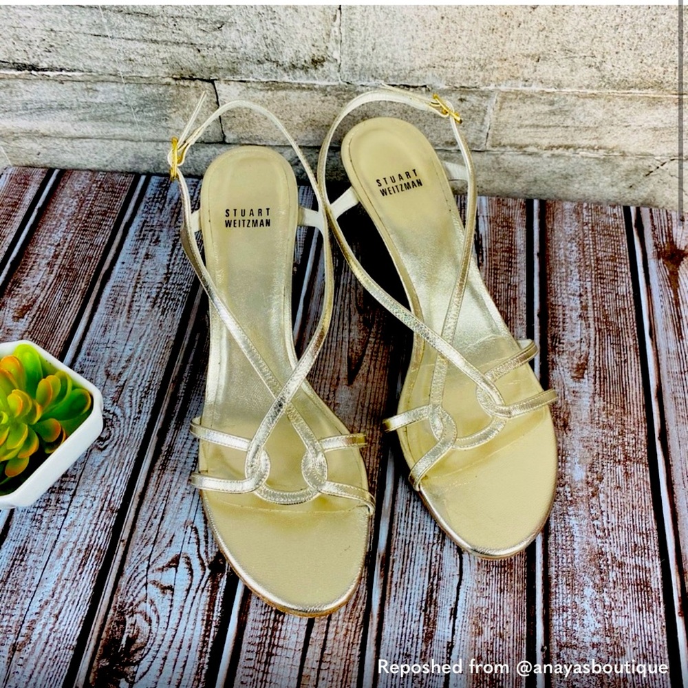 Stuart Weitzman Gold Kitten Heels